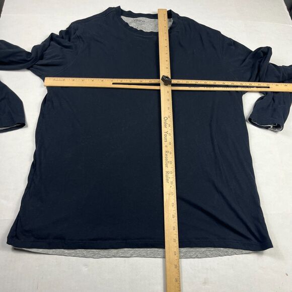 Vince Mens Double Layer Long Sleeve Crew Neck T-Shirt Black Gray Soft Tee XL - Picture 5 of 10